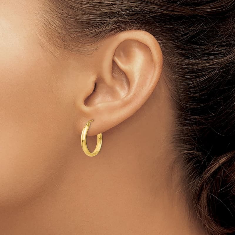 Curata 14k Yellow Gold Polished 18mm Classic Hoop Earrings