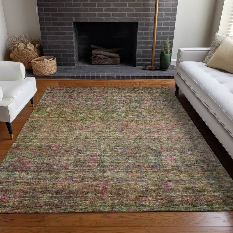 Machine Washable Indoor/ Outdoor Ombre Solid Chantille Rug