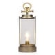 preview thumbnail 3 of 10, Vintage Metal and Glass Lantern with Warm White LED- Large