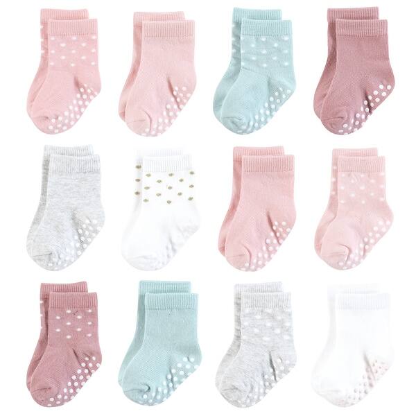 slide 1 of 1, Hudson Baby Infant Girl Cotton Rich Newborn and Terry Socks, Soft Dots Soft Dots - 0-6 Months