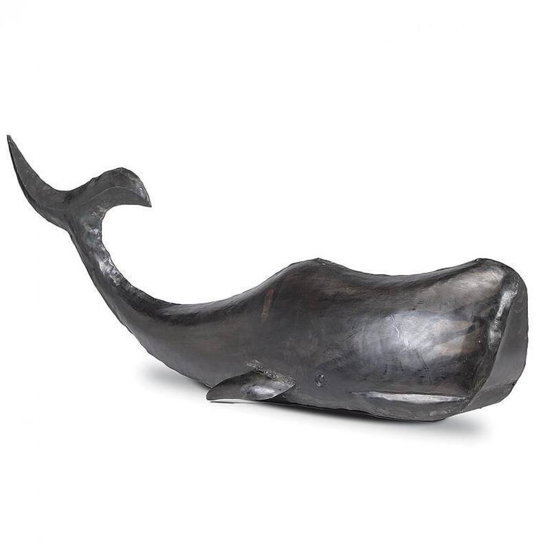 Matte Antique Black Whale Decoration