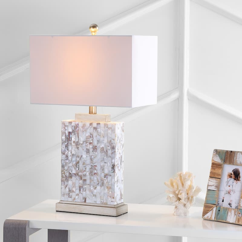 SAFAVIEH Lighting 25-inch Tory Sea Shell Table Lamp (Set of 2) - 15"x8"x24.5"