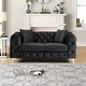 preview thumbnail 4 of 32, Morden Fort Modern Contemporary Love Seat with Deep Button Tufting Dutch Velvet, Solid Wood Frame and Iron Legs Black