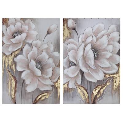 Hand Painted Canvas Wall Art (dusty Bloom) (24 X 36) (asstd) - Set Of 2