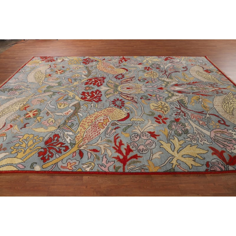 Animals Design Floral Gray Ziegler Indian Rug Handmade Wool Carpet - 8'8"x 11'8"