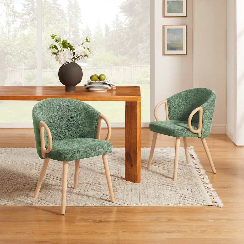 Art Leon Modern Fabric Accent Dining Wood Chair (Set of 2) - Green