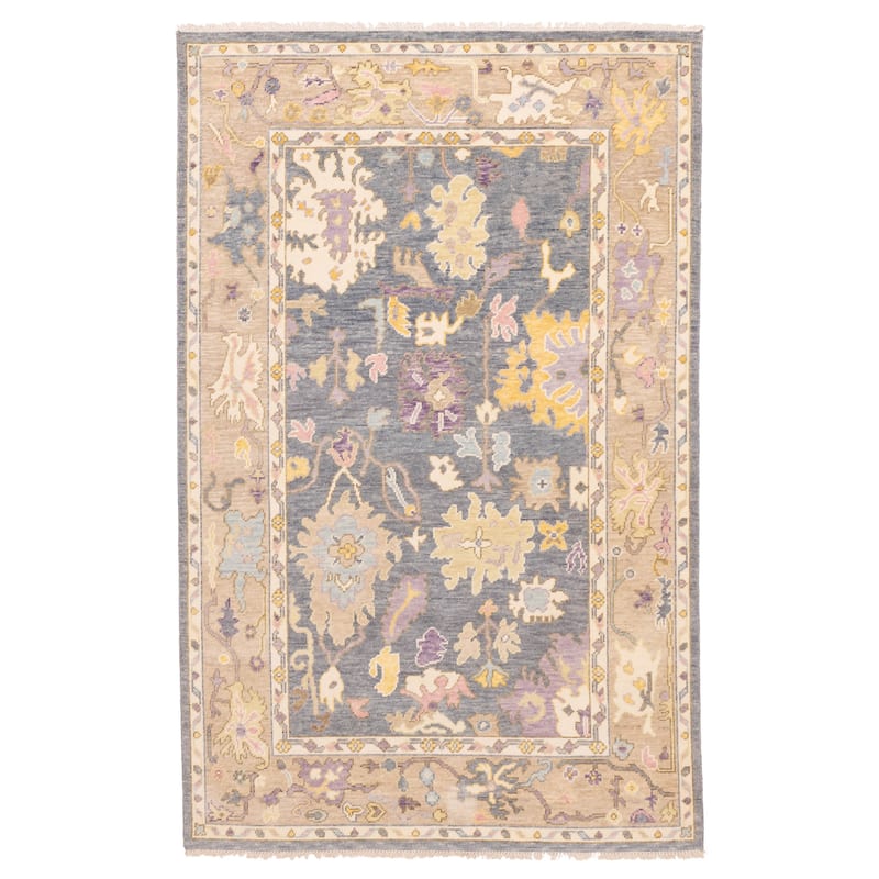 ECARPETGALLERY Hand-knotted Modern Oushak Charcoal Wool Rug - 5'6 x 8'6