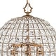 preview thumbnail 15 of 53, Vintage Glam Crystal Bird Cage Lantern Chandelier - Distressed Brass