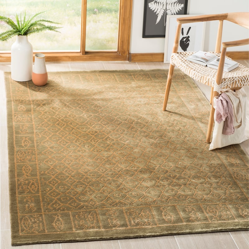 SAFAVIEH Couture Hand-knotted Tibetan Humildad Modern Wool Rug - 4' x 6' - Green