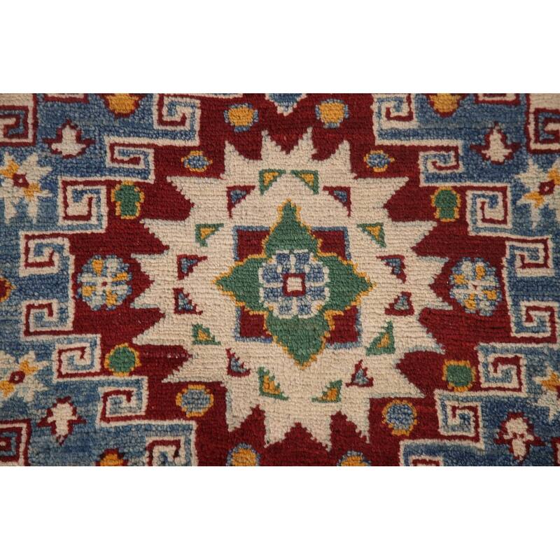 Kazak Area Rug Hand-Knotted Wool Carpet - 6'8" x 9'10"