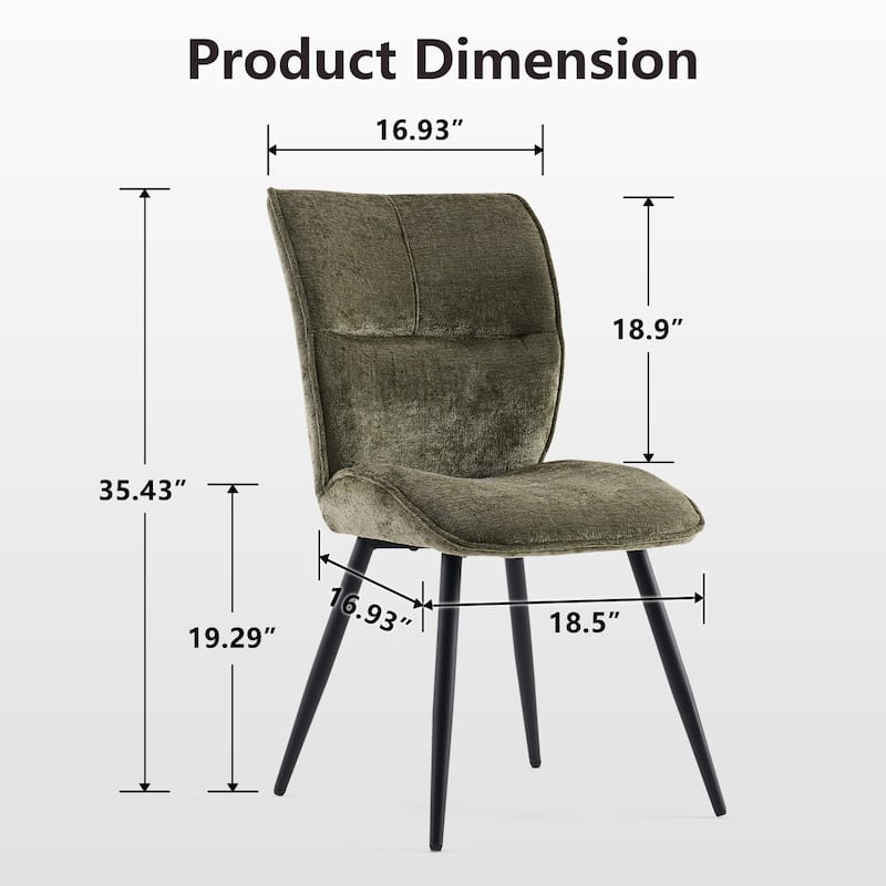 Fabric Upholstered High Back Dining Chairs Set of 2