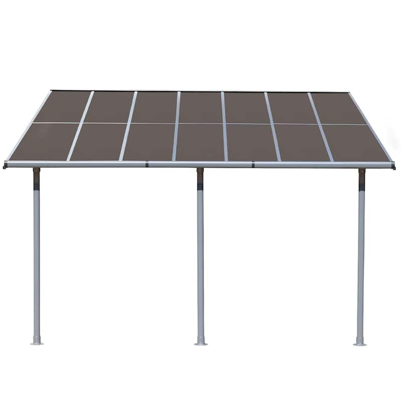 Aoodor Wall Mount Gazebo Outdoor Pergola, Polycarbonate Gazebo with Water-Resistant and UV-Fighting Panels Canopy