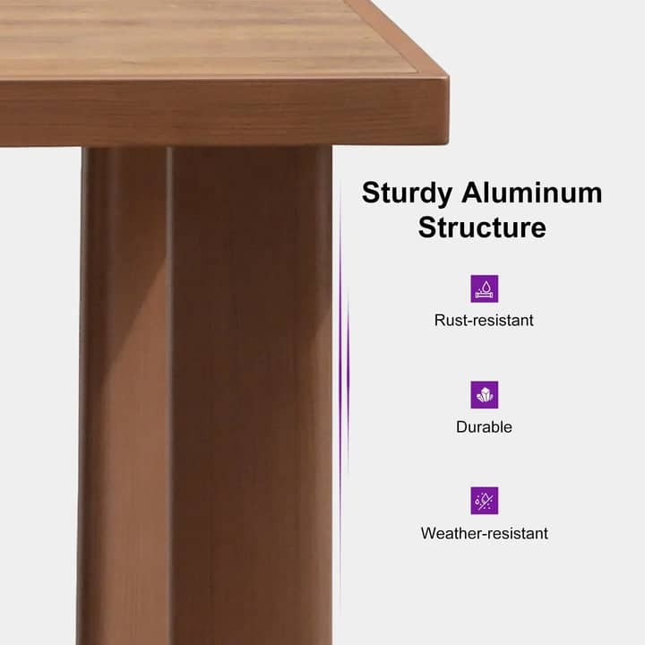 PURPLE LEAF Dining Set Patio Metal Rectangular Table and Wicker Rattan Chairs for dining/living room Modern Furniture Sets