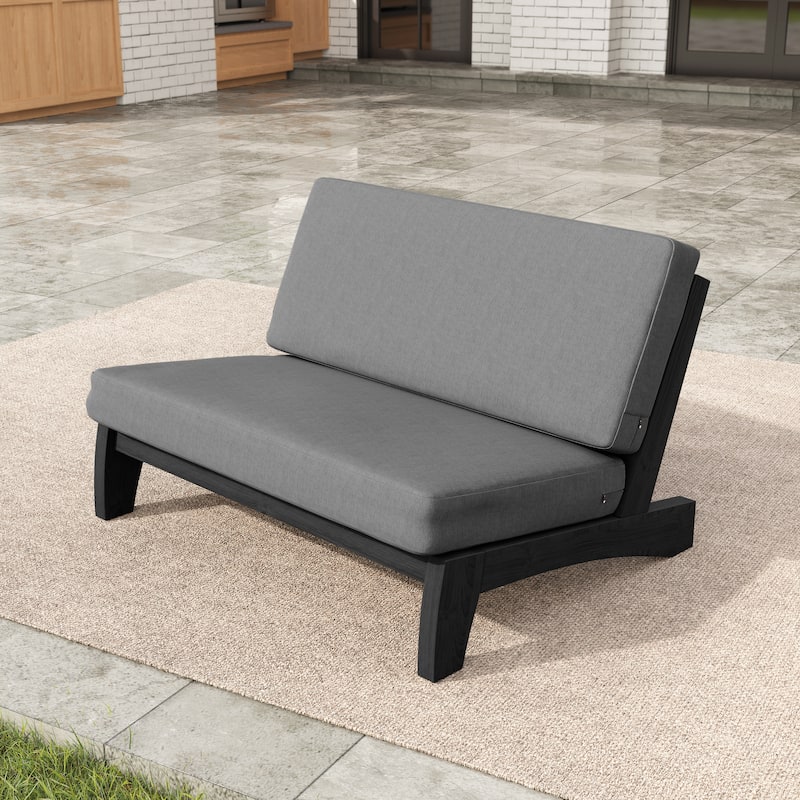 Acacia Wood Outdoor Armless Club Chair With Waterproof Cushion