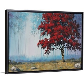 Shop Red Tree Black Float Frame Canvas Art Overstock 25523187