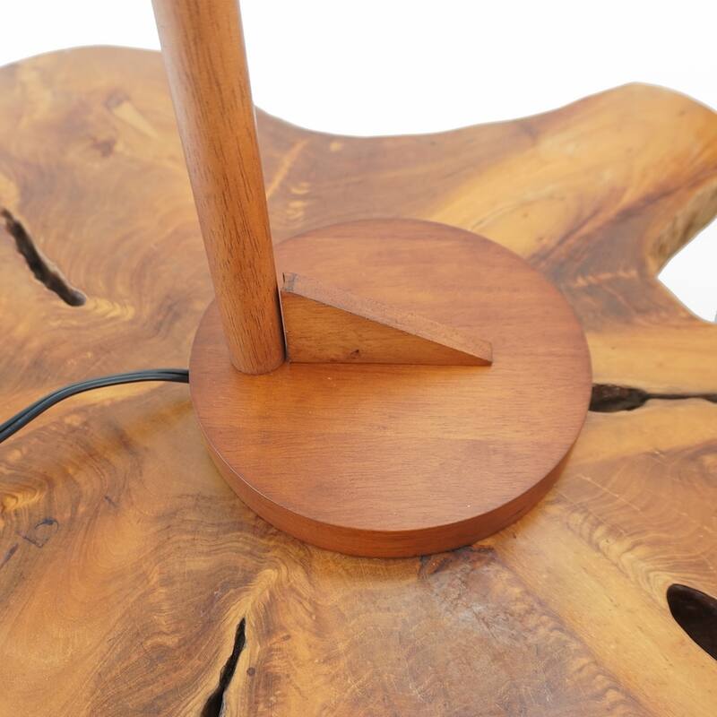 Lorient Wood and Linen Table Lamp with Brushed Gold Accents