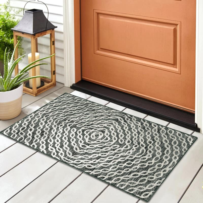 Indoor/ Outdoor Addison Bravado Link Washable Area Rug - 1'8" x 2'6" - Shadow