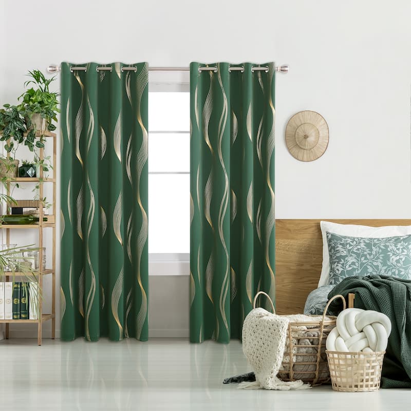 Deconovo Gold Wave 52 Width Curtain (2 Panel)