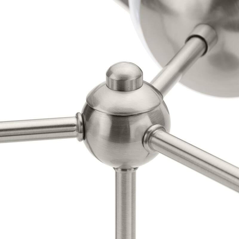 Atwell Collection Three-Light Brushed Nickel Mid-Century Modern Semi-Flush Mount - 22 in x 22 in x 10.62 in