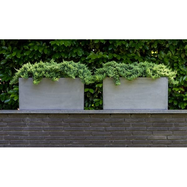 Pottery Pots Jort S Fiberstone Indoor Outdoor Modern Glossy White Rectangle  Planter, 16 Inch Tall - Bed Bath & Beyond - 32530871