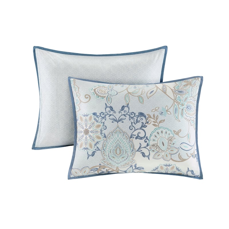 Madison Park Loleta 3 Piece Cotton Floral Printed Reversible Duvet Cover Set (Insert Excluded)