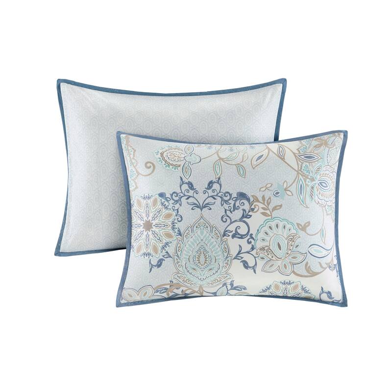 Madison Park Loleta 8 Piece Cotton Floral Printed Reversible Comforter Set