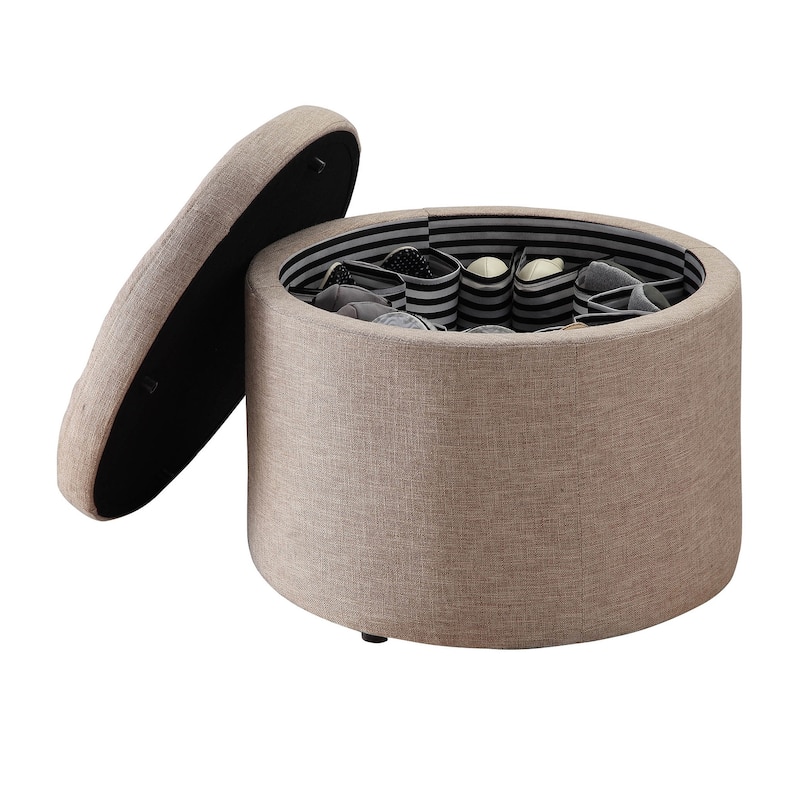 Convenience Concepts Designs4Comfort Round Shoe Storage Ottoman