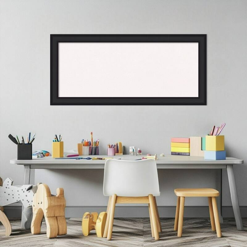 Oliver Black Narrow Wood Framed Cork Board - Bulletin Board, Organization Board, Pin Board