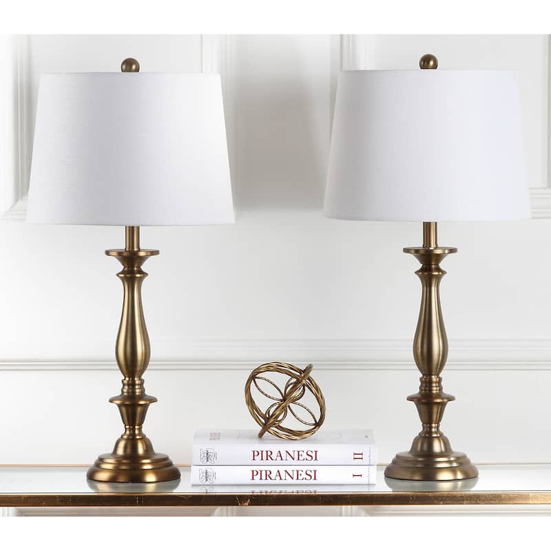 SAFAVIEH Lighting 29-inch Brighton Candlestick Gold Table Lamp (Set of 2)