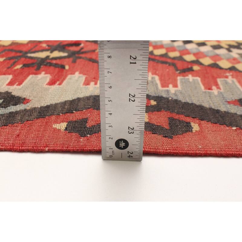 ECARPETGALLERY Flat-Weave Sivas Red Wool Kilim - 5'7 x 9'11