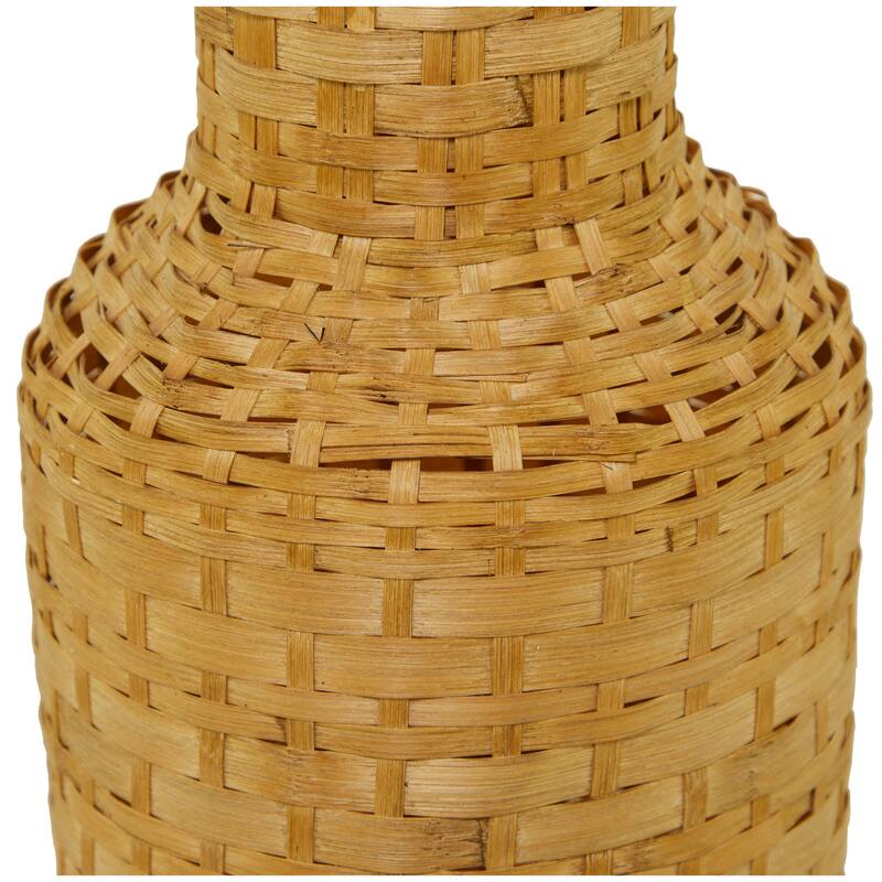 Intricately Woven Tall Bamboo Wood Floor Vase - White or Brown