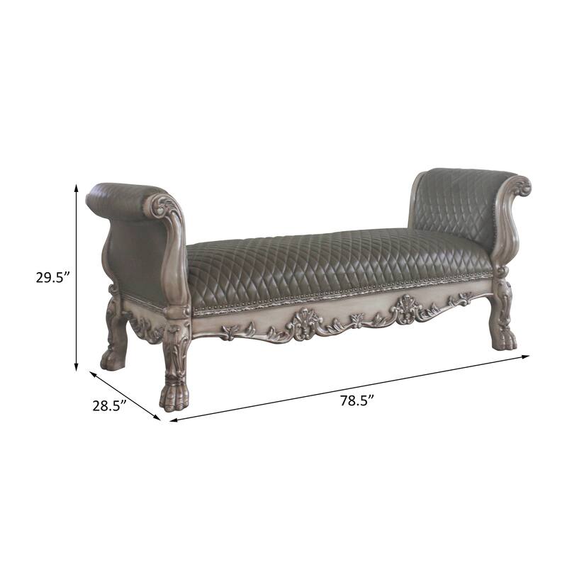Adison Grey and Vintage Bone White Upholstered Bench