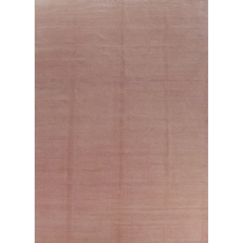 Hand Knotted Oriental 100% Wool Carpet Modern Solid Peach Gabbeh Area Rug - 11' 11'' X 9' 3''