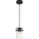 preview thumbnail 3 of 6, Antebellum 1-Light Mini Pendant Fixture Matte Black Finish with Clear Glass