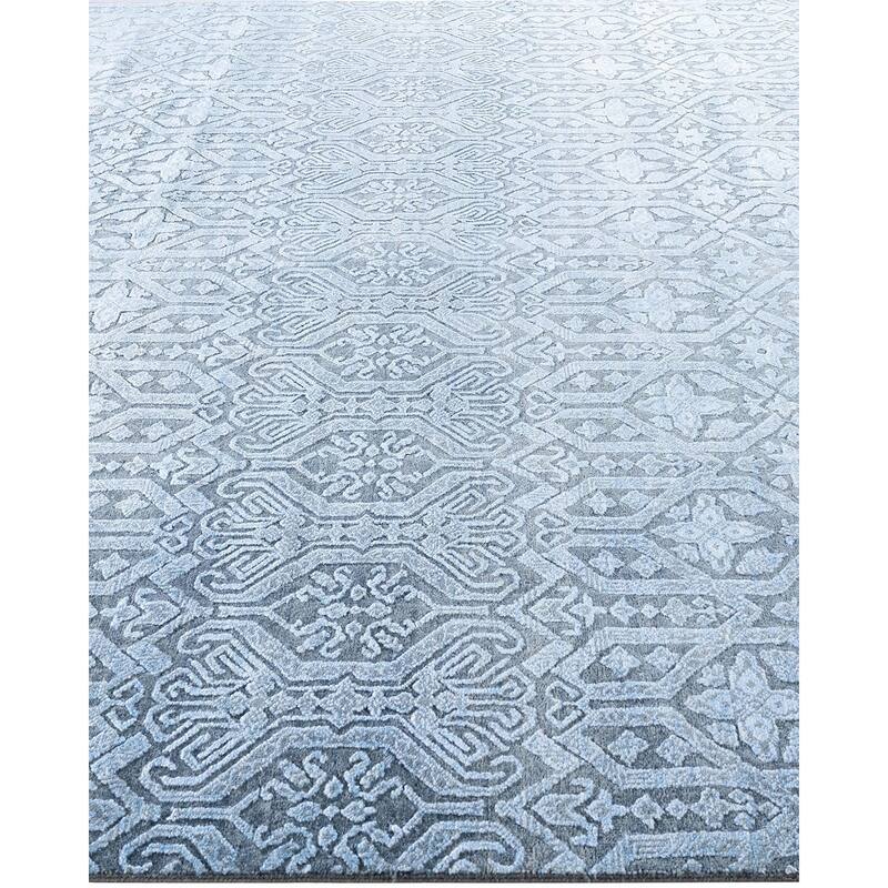 Ikat One-of-a-Kind Hand-Knotted Area Rug - Gray, 7' 10" x 9' 10" - 7' 10" x 9' 10"