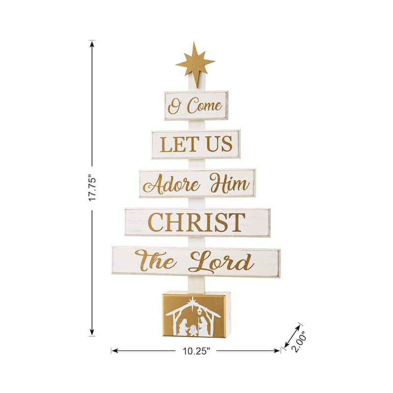 Glitzhome Wooden Christmas Nativity Wall Sign Table Tree Decor