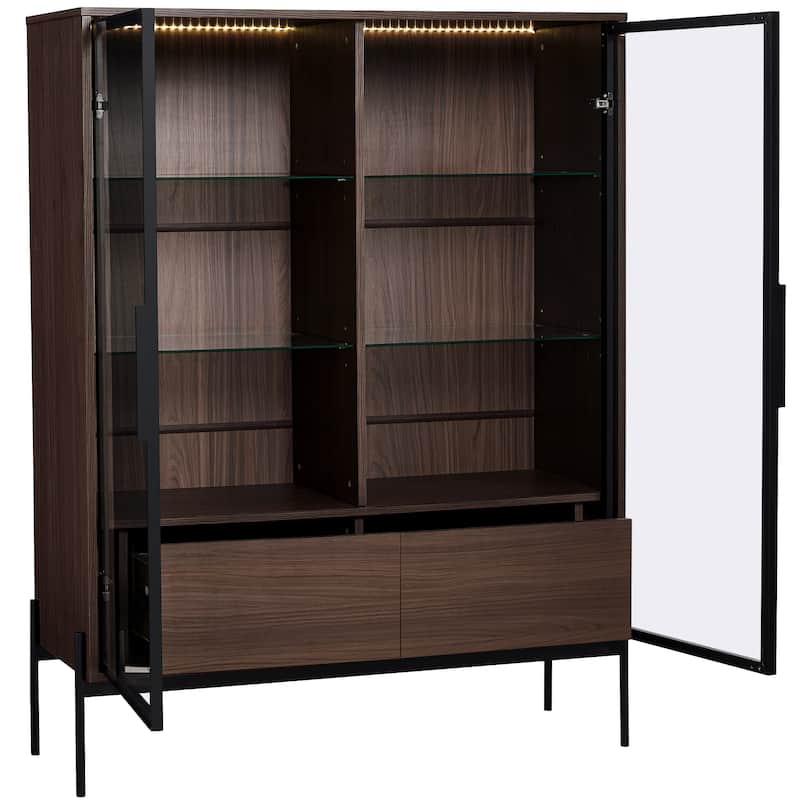 51.2'' Tall Lighted Display Cabinet with Tempered Glass Door