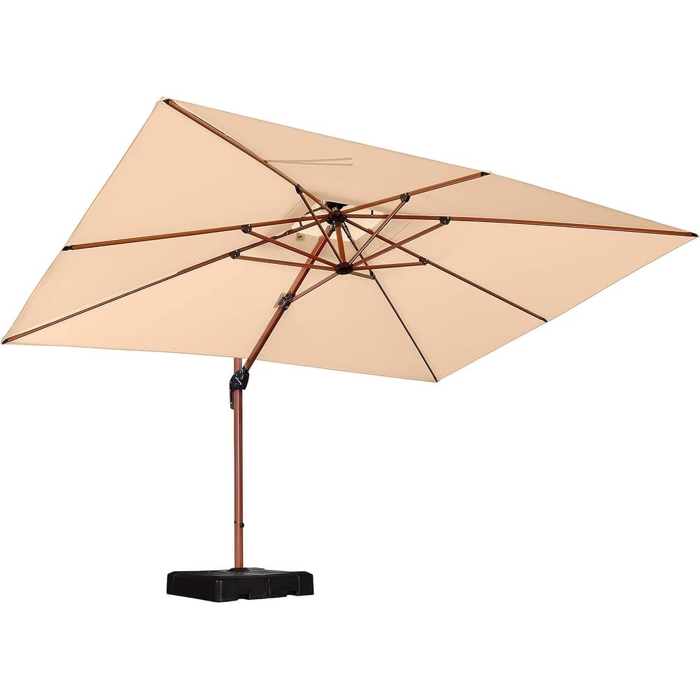PURPLE LEAF 9x12/10x13ft Rectangular Patio Cantilever Umbrella in Wood Color