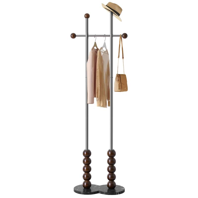 Metal Freestanding Coat Rack with Heavy Duty Marble Base - 70"H x 19.7"W (top) × 17.7"(base) x 9.8"D