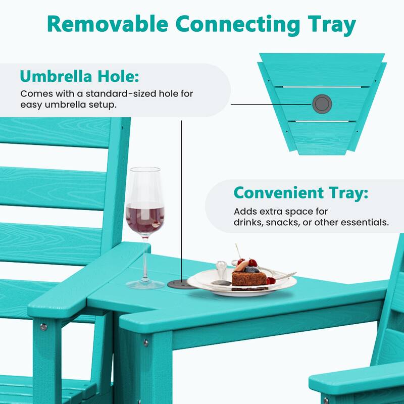 HDPE 2-Piece High Bar Stool Set with Umbrella-Compatible Connecting Panel