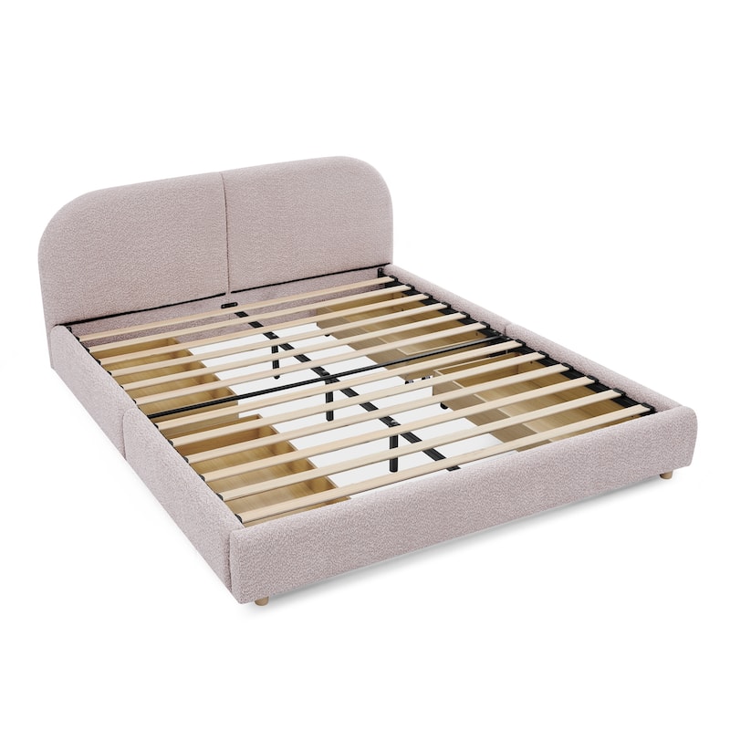 Queen Size Upholstered Bed Frame with Tall Headboard