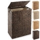 preview thumbnail 1 of 22, Large Laundry Hamper Basket w Lid and Liner Water Hyacinth