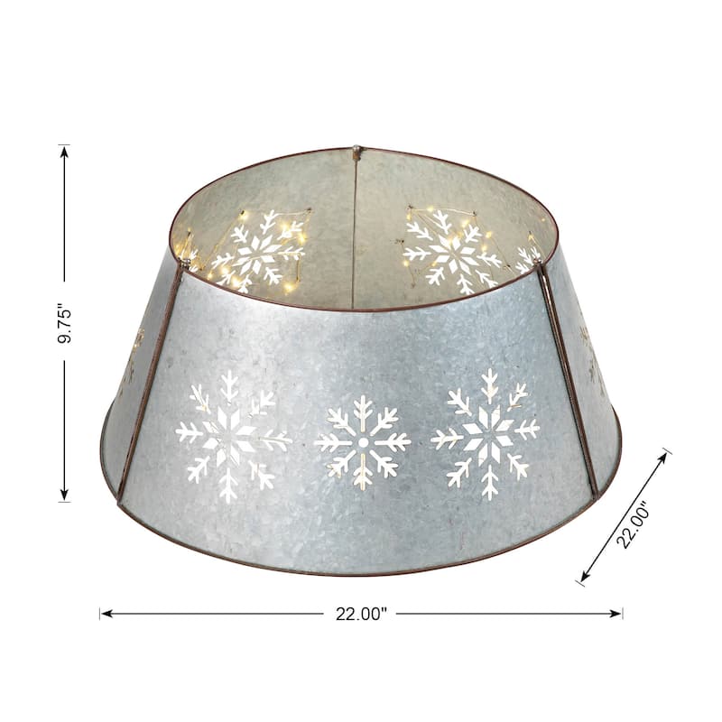 Glitzhome Christmas Metal Diecut Snowflake Tree Collar with Lights