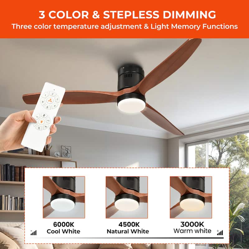 Moasis 52 Inch Low Profile Smart Ceiling Fan with Light and Remote