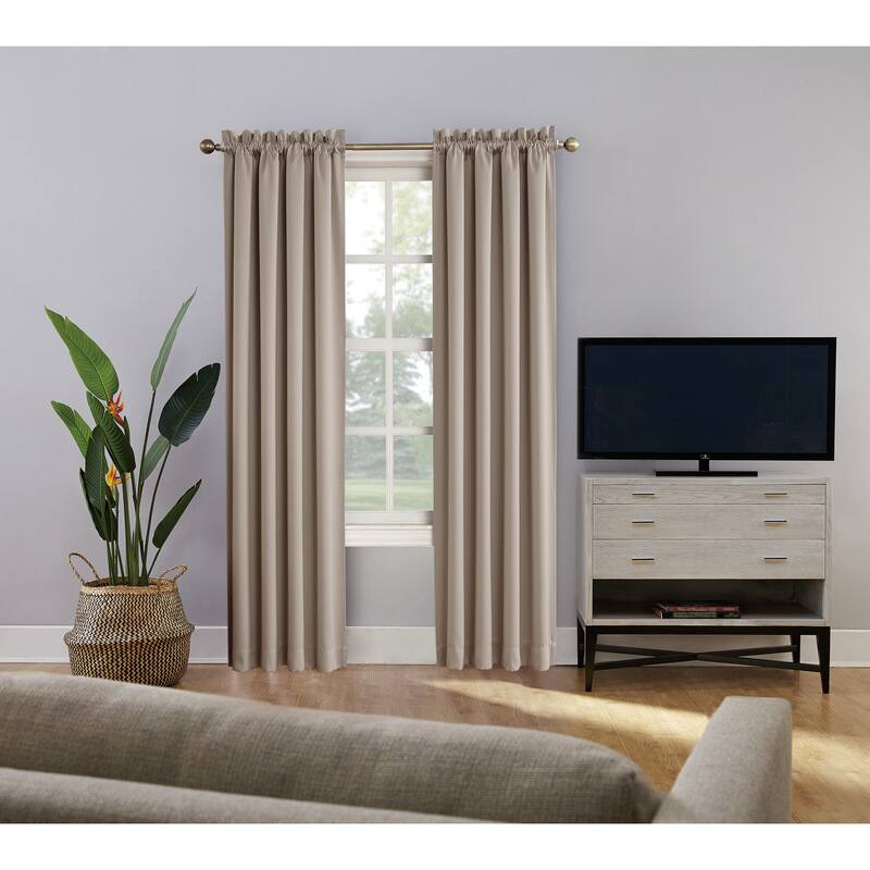 Sun Zero Oslo Home Theater 100% Blackout Rod Pocket Curtain Panel, Single Panel