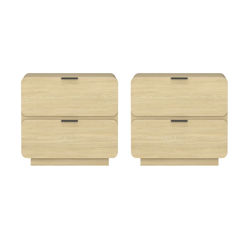 Manhattan Comfort Chrystie Contemporary Modern 2 Drawer Nightstand Set of 2