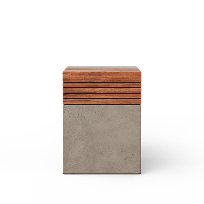 Urbia Stecca Cascata Concrete & Teak Stool - Dark Grey - Teak