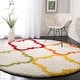 preview thumbnail 11 of 12, SAFAVIEH Kids Shag Orminda Geometric Nursery Playroom 2-inch Thick Rug 5'3" Round - Ivory/Multi - Round