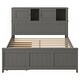 preview thumbnail 7 of 5, Full Size Platform Bed with Storage Headboard, Kid's Bed Frame with Sliding Door, Wooden Bed with 2 Drawers, Gray
