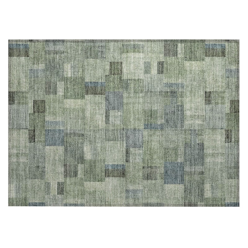 Machine Washable Indoor/ Outdoor Chantille Contemporary Blocks Rug
